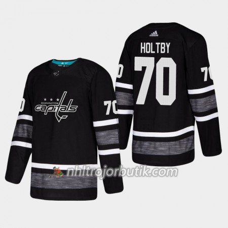 Män Ishockey Washington Capitals tröja Braden Holtby 70 Svart 2019 All-Star Adidas Authentic